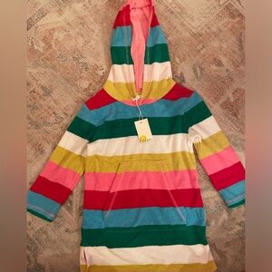 Mini Boden Kid's Striped Toweling Hoodie Pool Beach Coverup - size 4/5
